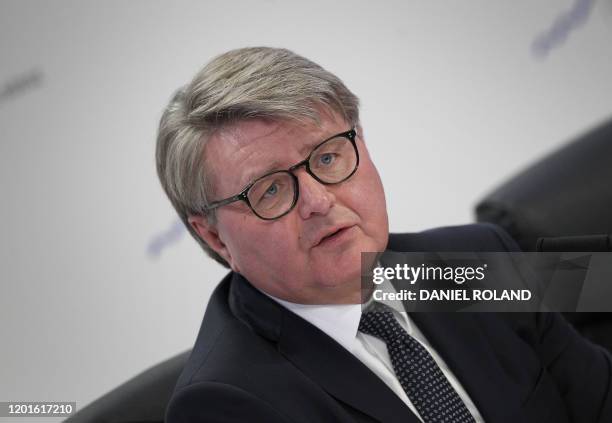 Theodor Weimer, CEO of German company Deutsche Boerse addresses the media during the company's annual financial statement at its headquarters in...