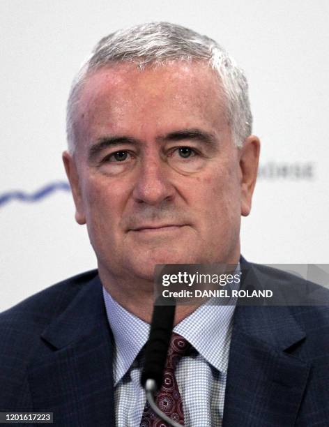 Gregor Pottmeyer, CFO of German company Deutsche Boerse addresses the media during the company's annual financial statement at its headquarters in...