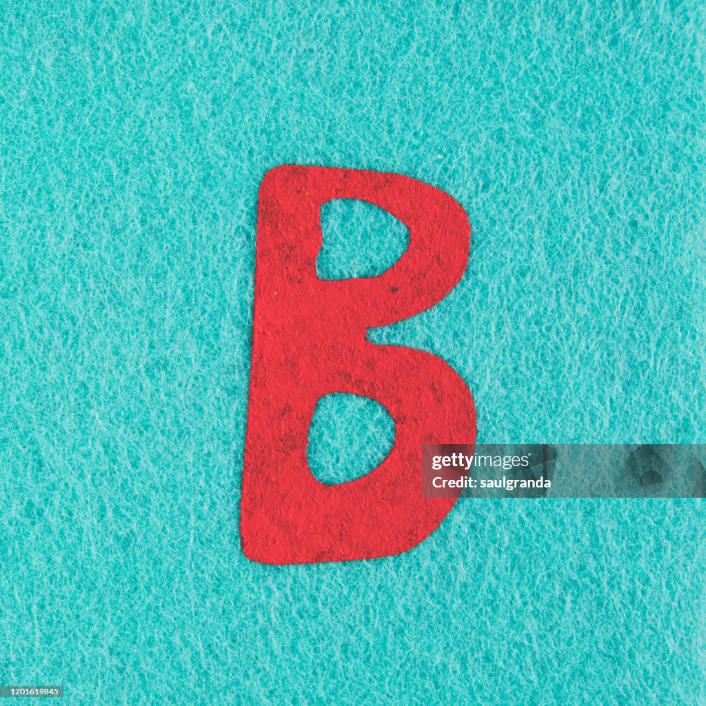 Capital letter B painted on felt