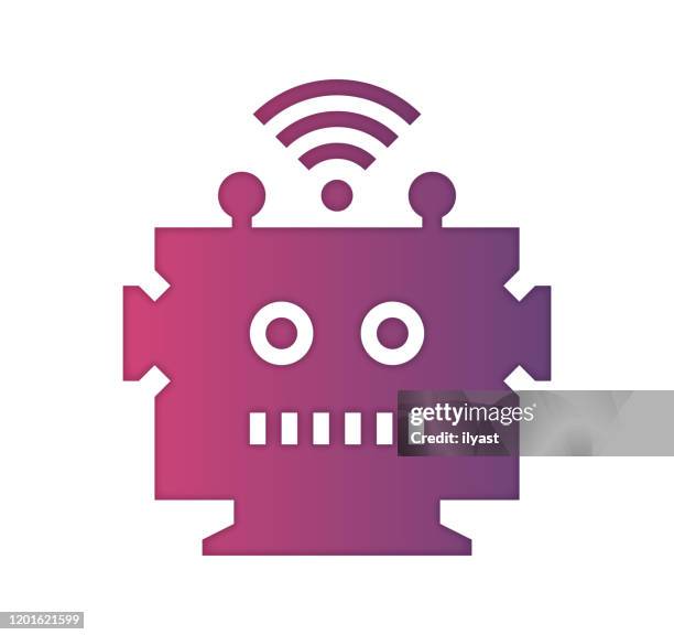 robotics services gradient fill color & paper-cut style icon design - remote support stock illustrations