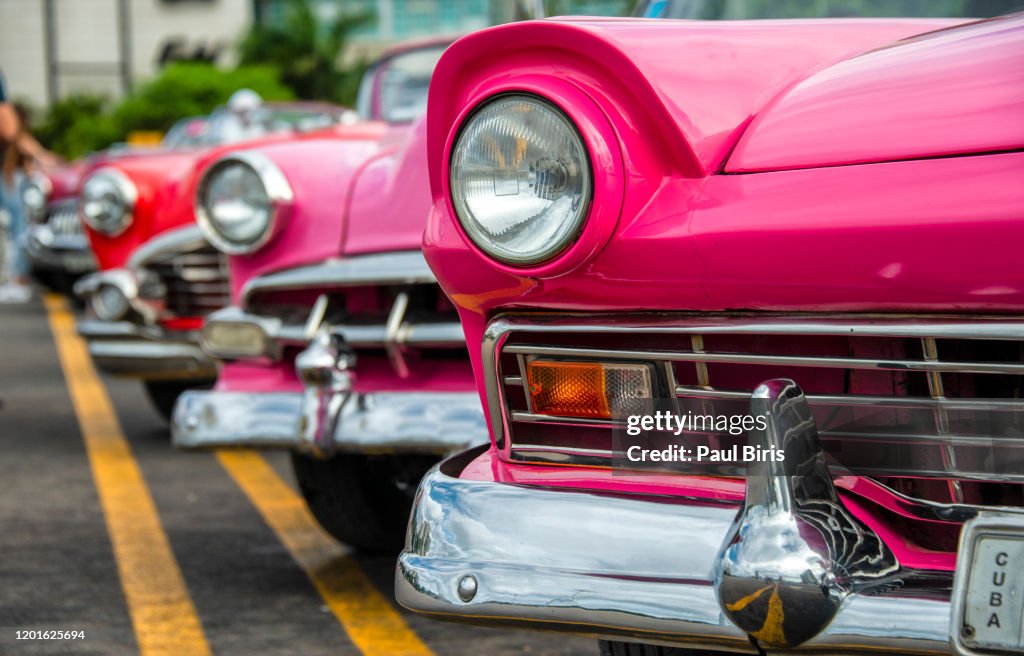 Concept of Cuba attractions. Headlight of old car in Havana, Cuba