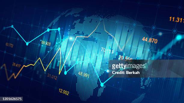 futuristic concept of global network suitable for world financial technology economic trends - finanza ed economia foto e immagini stock