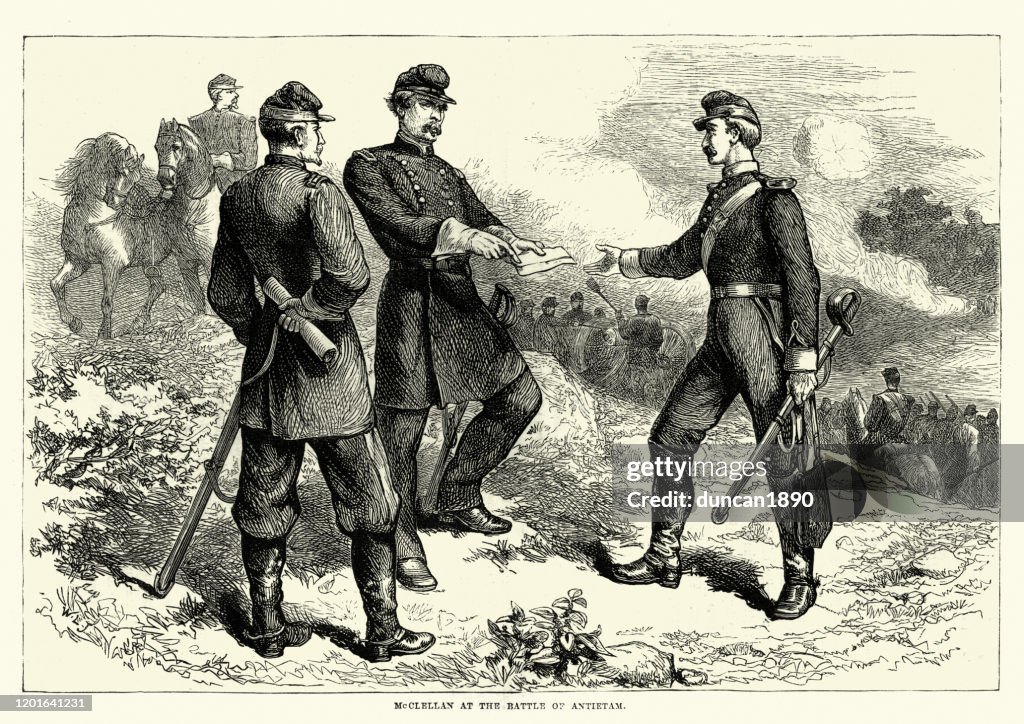 Generaal McClellan bij de Slag bij Antietam, Amerikaanse Burgeroorlog