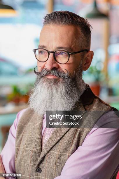 a suave portrait - handlebar moustache stock pictures, royalty-free photos & images
