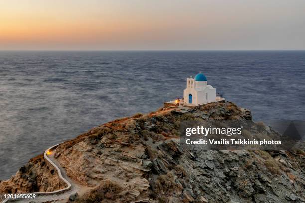 church of the seven martyrs after sunset - sifnos ストックフォトと画像