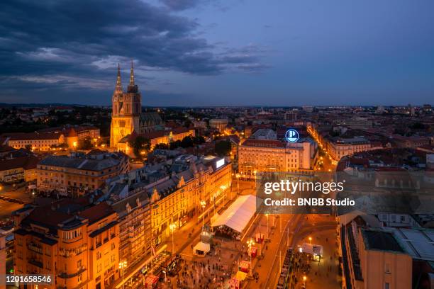 zagreb city at night, croatia - zagreb street stock pictures, royalty-free photos & images