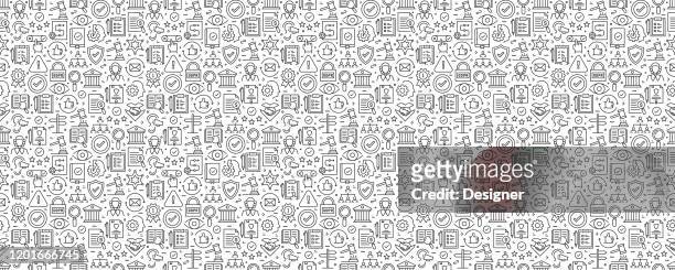 compliance related seamless pattern and background with line icons - politics background stock illustrations