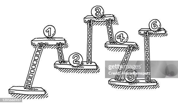 job ladder business concept number 1 to 6 drawing - hand drawn number 6 stock illustrations