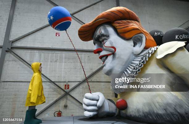 Carnival float shows US President Donald Trump character Pennywise is seen during a presentation of this year's canival floats of the carnival's...