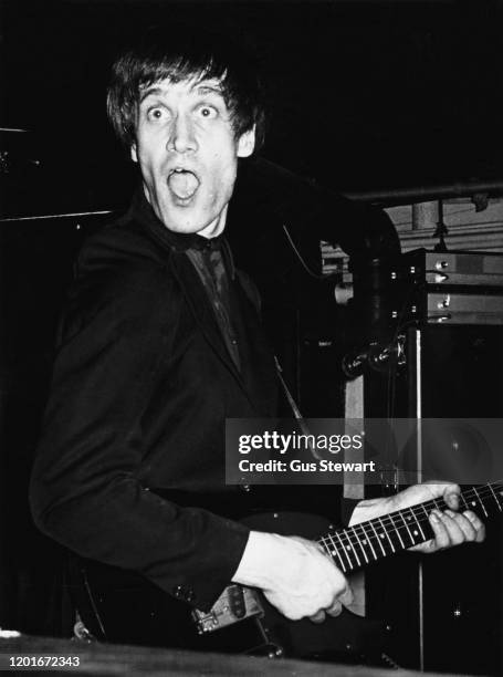 English guitarist, singer and songwriter Wilko Johnson performing live, circa 1975.