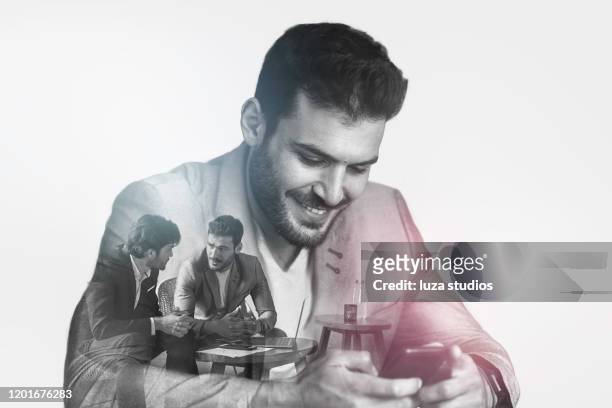 successful business man concept - multiple exposure stock pictures, royalty-free photos & images