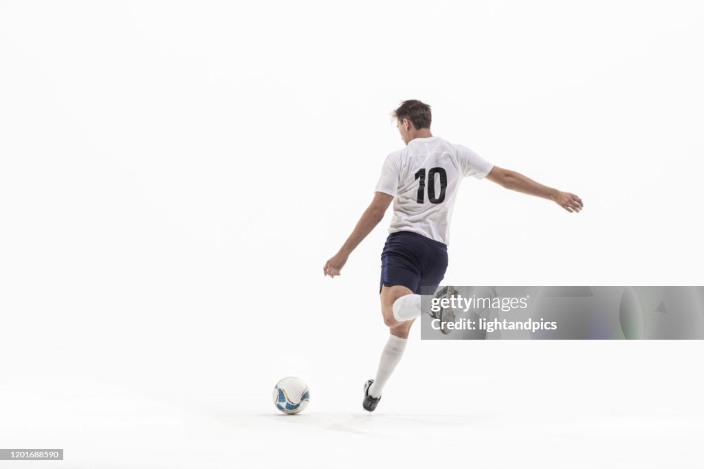 Football, Soccer in white studio