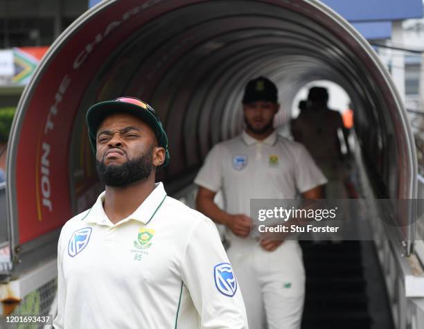 South Africa batsman Temba Bavuma comes out of the players tunnel before Day One of the Fourth Test between South Africa and England at The Wanderers...