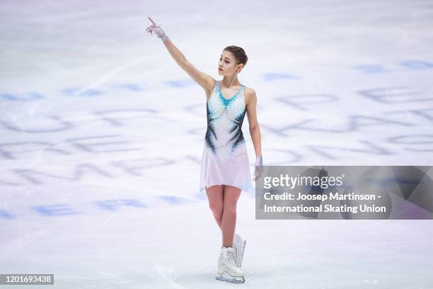 Alena Kostornaia of Russia competes in the Ladies Short Program during day 3 of the ISU European Figure Skating Championships at Steiermarkhalle on...