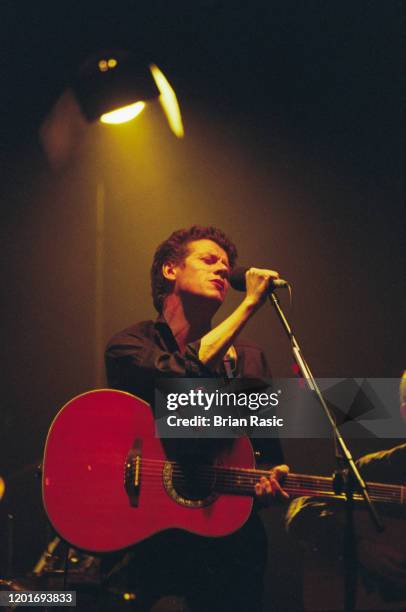 Scottish singer, musician and guitarist Paul Buchanan of British music group The Blue Nile performs live on stage with the band at The Palladium in...