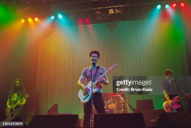 American rock group Soundgarden perform live on stage at Brixton Academy in London on 19th September 1996. The band members are, from left, guitarist...