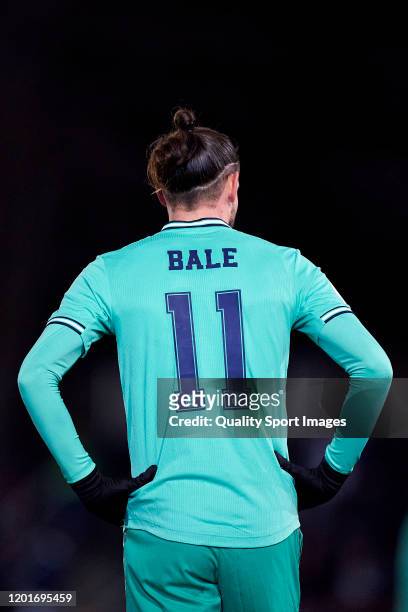 Gareth Bale of Real Madrid CF looks on during the Copa del Rey round of 32 match between Unionistas CF and Real Madrid CF at stadium of Las Pistas on...