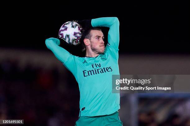 Gareth Bale of Real Madrid CF in action during the Copa del Rey round of 32 match between Unionistas CF and Real Madrid CF at stadium of Las Pistas...
