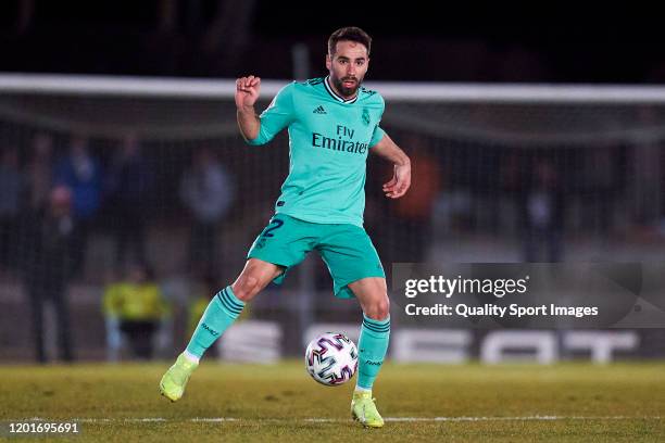 Dani Carvajal of Real Madrid CF in action during the Copa del Rey round of 32 match between Unionistas CF and Real Madrid CF at stadium of Las Pistas...