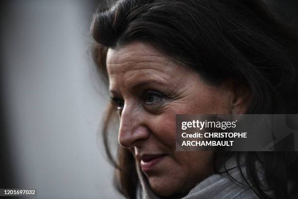 La Republique en Marche candidate for the upcoming Paris mayoral election Agnes Buzyn looks on as she tours the 5th arrondissement as part of her...