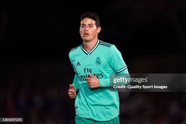 James Rodriguez of Real Madrid CF looks on during the Copa del Rey round of 32 match between Unionistas CF and Real Madrid CF at stadium of Las...