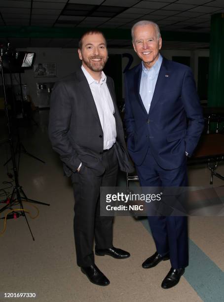 Pictured: Moderator Chuck Todd and FMR VP. Joe Biden appear in a pre-taped interview on ?Meet the Press" at O Knudson Middle School in Las Vegas, NV...