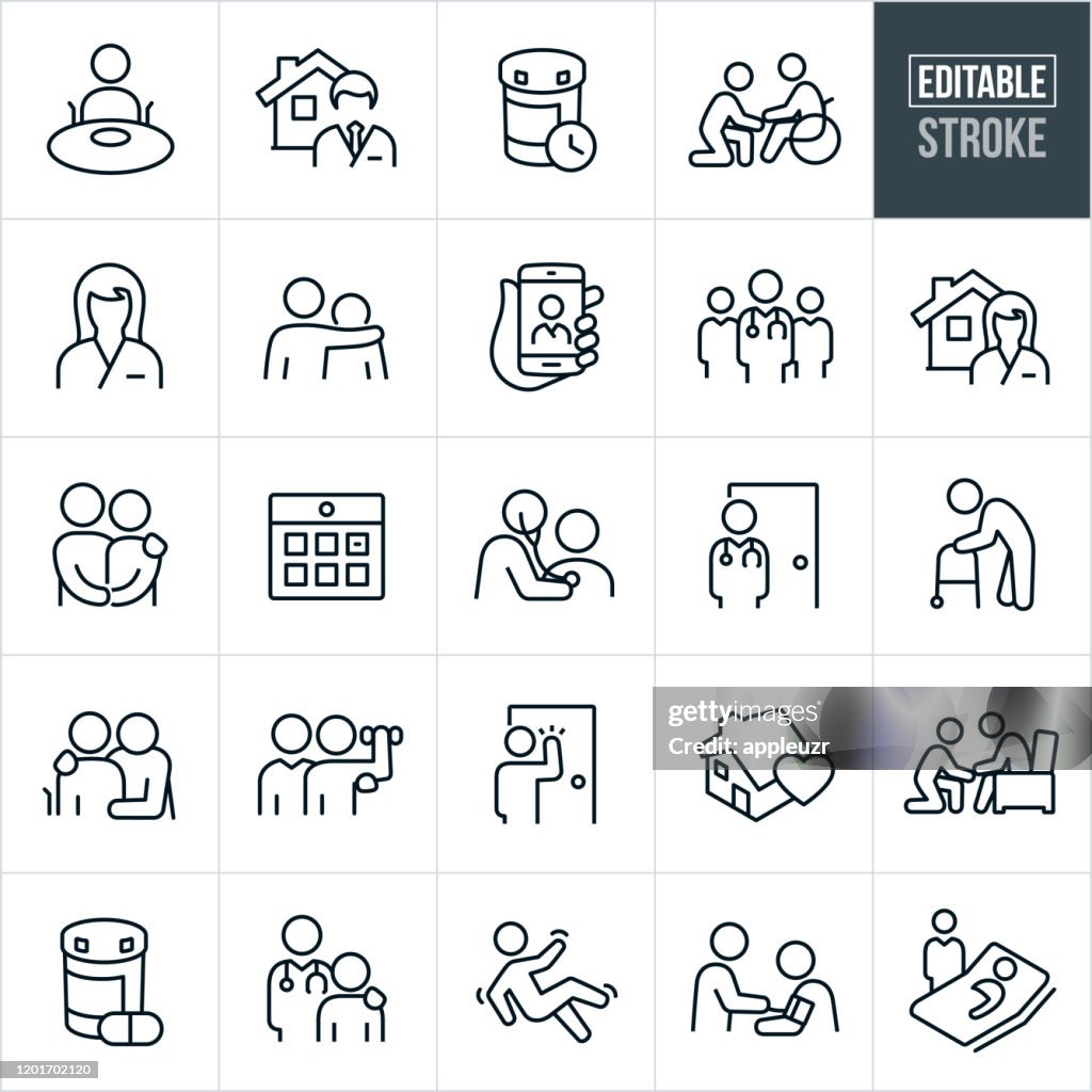 Home Health Thin Line Icons - Editable Stroke