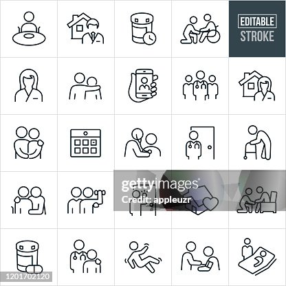 Home Health Thin Line Icons - Editable Stroke Home Health Thin Line Icons - Editable Stroke