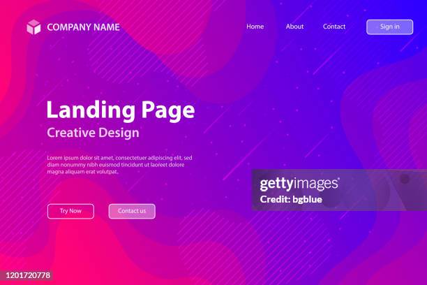 landing page template - fluid and geometric shapes composition - purple gradient - meteor shower stock illustrations
