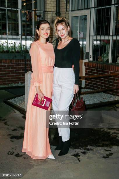 German actress Caroline Hartig and German actress Zsa Zsa Inci Buerkle attend the Place To B Pre-Berlinale-Dinner at Restaurant Tim Raue on February...