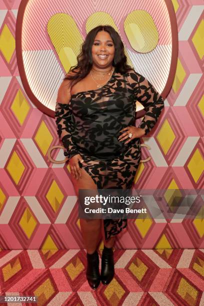 Lizzo attends the Warner Music & CIROC BRIT Awards house party, in association with GQ, at The Chiltern Firehouse on February 18, 2020 in London,...