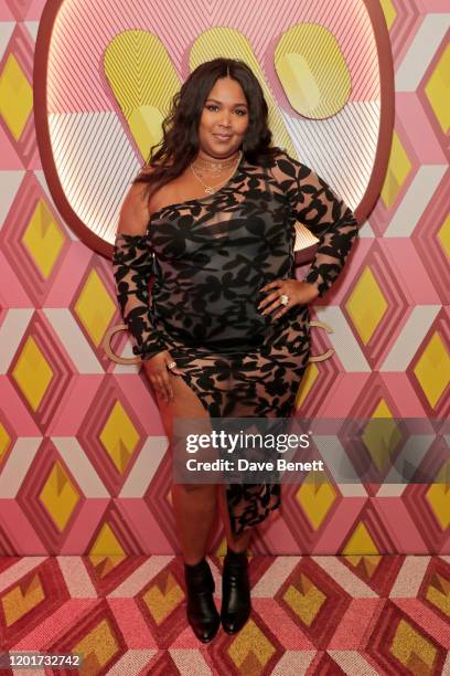 Lizzo attends the Warner Music & CIROC BRIT Awards house party, in association with GQ, at The Chiltern Firehouse on February 18, 2020 in London,...