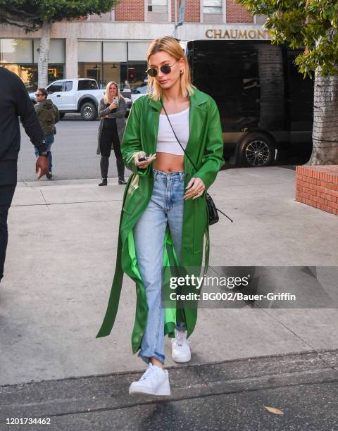 Hailey Rhode Bieber is seen on February 18, 2020 in Los Angeles, California.