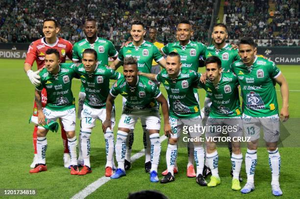Mexico's Leon players pose for a team picture ahead of the first leg quarterfinal football match of the Concacaf Champions League against US LAFC at...