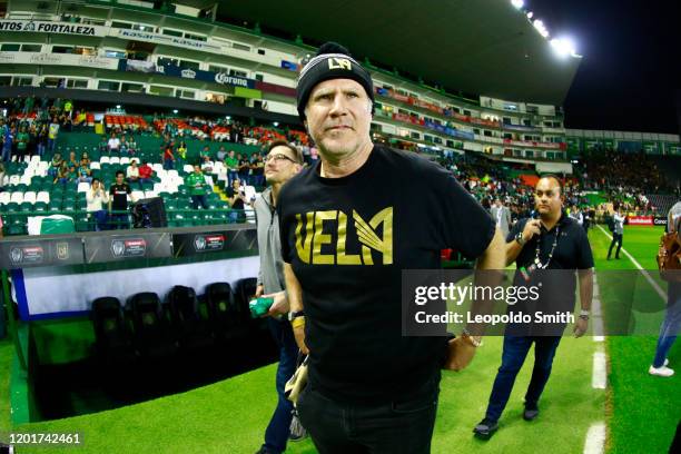 Will Ferrell actor and proprietor of LAFC looks on the field prior to the round of 16 match between Leon and LAFC as part of the CONCACAF Champions...