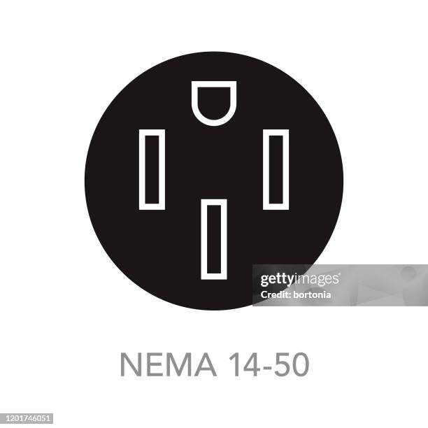 nema 14-50 elektrofahrzeug stecker icon - plug adapter stock-grafiken, -clipart, -cartoons und -symbole