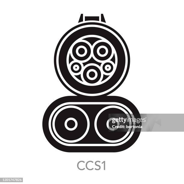 ccs1 elektrofahrzeug stecker icon - plug adapter stock-grafiken, -clipart, -cartoons und -symbole