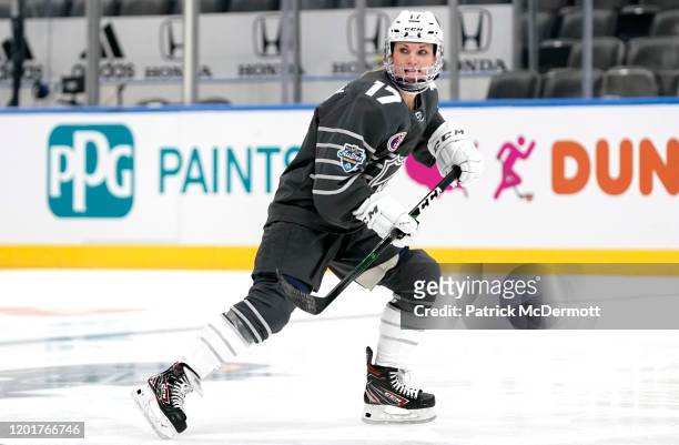 Jocelyn Lamourex-Davidson of the American All-Stars takes part in the Elite Women's practice during the 2020 NHL All-Star weekend at Enterprise...