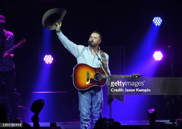 Country artist Cody Johnson performs at Bridgestone Arena on January 24, 2020 in Nashville, Tennessee.
