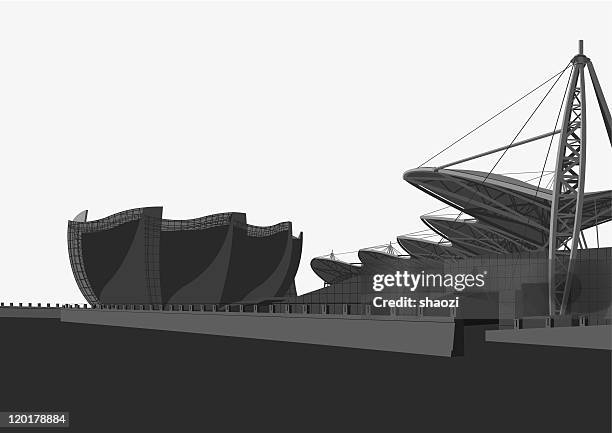 modern architecture - wire rope stock illustrations