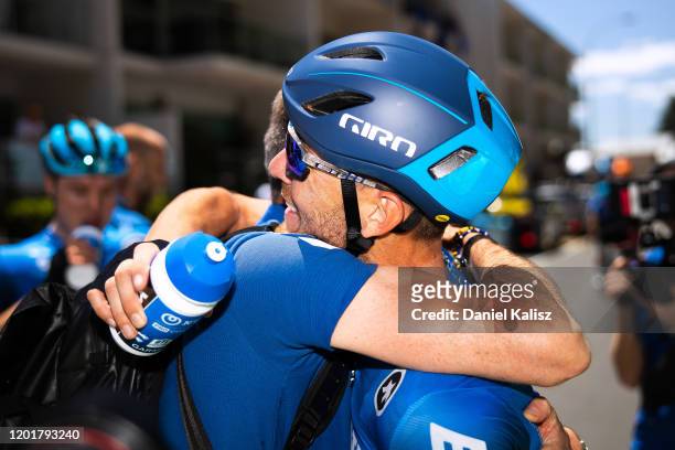 Arrival / Giacomo Nizzolo of Italy and Team NTT Pro Cycling / Celebration / during the 22nd Santos Tour Down Under 2020, Stage 5 a 149,1km stage from...