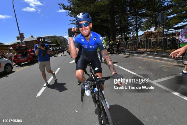 Arrival / Giacomo Nizzolo of Italy and Team NTT Pro Cycling / Celebration / during the 22nd Santos Tour Down Under 2020, Stage 5 a 149,1km stage from...