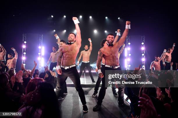 S Joss Mooney and Rogan O'Connor perform at Chippendales at Rio All-Suite Hotel & Casino on January 24, 2020 in Las Vegas, Nevada.