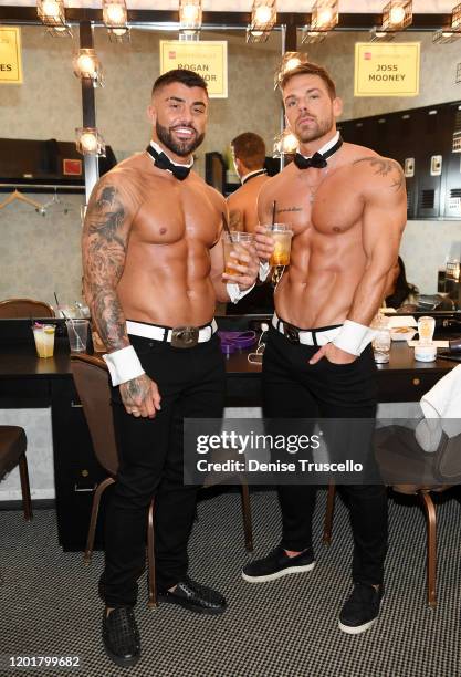 S Rogan O'Connor and Joss Mooney backstage at Chippendales at Rio All-Suite Hotel & Casino on January 24, 2020 in Las Vegas, Nevada.