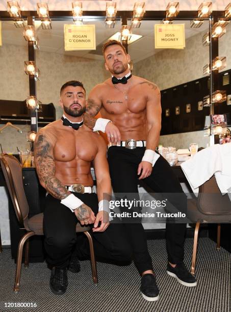 S Rogan O'Connor and Joss Mooney backstage at Chippendales at Rio All-Suite Hotel & Casino on January 24, 2020 in Las Vegas, Nevada.