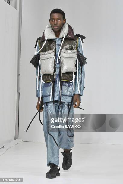Model walks the runway during the Craig Green Menswear Fall/Winter 2020-2021 fashion show as part of Paris Fashion Week on January 19, 2020 in Paris,...