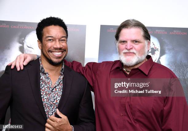 Actor Rico E. Anderson and director Michael Thomas Daniel attend the premiere of "Get Gone" at Arena Cinelounge on January 24, 2020 in Hollywood,...