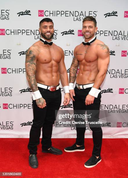 S Rogan O'Connor and Joss Mooney arrive at Chippendales at Rio All-Suite Hotel & Casino on January 24, 2020 in Las Vegas, Nevada.