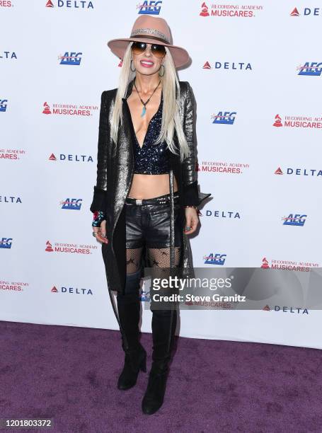Orianthi arrives at the 2020 MusiCares Person Of The Year Honoring Aerosmith at West Hall At Los Angeles Convention Center on January 24, 2020 in Los...