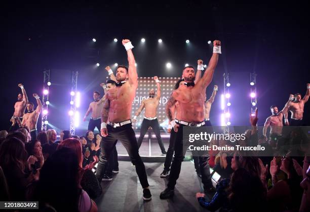 S Joss Mooney and Rogan O'Connor perform at Chippendales at Rio All-Suite Hotel & Casino on January 24, 2020 in Las Vegas, Nevada.